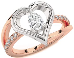 Diamond White Rose Gold Heart Solitaire Engagement Ring