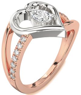 Diamond White Rose Gold Heart Solitaire Engagement Ring