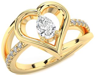 Diamond Gold Heart Solitaire Engagement Ring