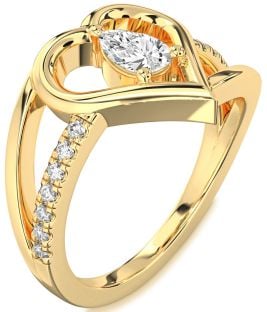 Diamond Gold Heart Solitaire Engagement Ring