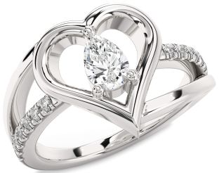 Diamond White Gold Heart Solitaire Engagement Ring