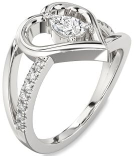 Diamond White Gold Heart Solitaire Engagement Ring