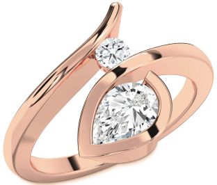 Diamond Rose Gold Pear Two Stone Ring