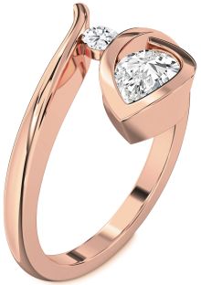 Diamond Rose Gold Pear Two Stone Ring