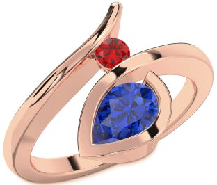 Rose Gold Silver Pear Two Stone Promise Ring