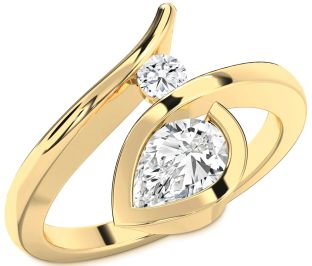 Diamond Gold Pear Two Stone Ring