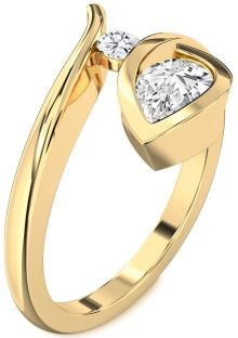Diamond Gold Pear Two Stone Ring