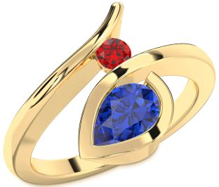 Gold Silver Pear Two Stone Promise Ring
