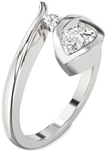 Diamond Platinum Pear Two Stone Ring