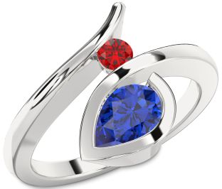 Platinum Pear Two Stone Promise Ring
