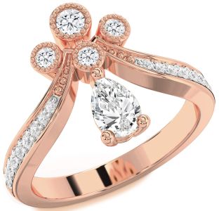 Diamond Rose Gold Pear Two Stone Ring