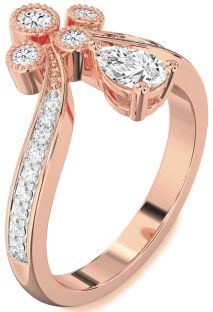 Diamond Rose Gold Pear Two Stone Ring