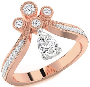 Diamond White Rose Gold Pear Two Stone Ring
