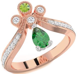 Diamond Platinum & Rose Gold Pear Two Stone Promise Ring