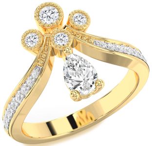 Diamond Gold Pear Two Stone Ring