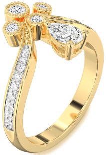 Diamond Gold Pear Two Stone Ring