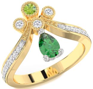 Diamond Platinum & Yellow Gold Pear Two Stone Promise Ring