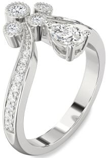 Diamond Platinum Pear Two Stone Ring