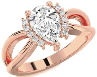 Diamond Rose Gold Pear Solitaire Engagement Ring