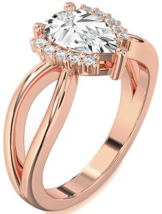 Diamond Rose Gold Pear Solitaire Engagement Ring
