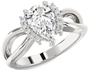 Diamond White Gold Pear Solitaire Engagement Ring