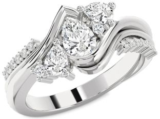 Diamond White Gold Pear Three Stone Engagement Ring