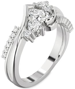 Diamond Platinum Pear Three Stone Engagement Ring