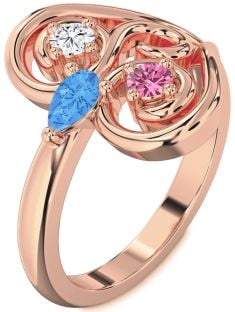 Rose Gold Heart Three Stone Mother's Ring