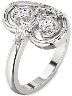 Diamond White Gold Heart Three Stone Ring