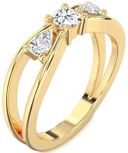 Diamond Gold Round Three Stone Engagement Ring