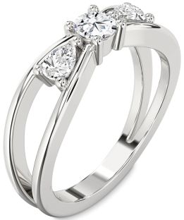 Diamond Platinum Round Three Stone Engagement Ring