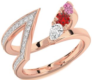 Diamond Rose Gold Round Three Stone Mother's Ring