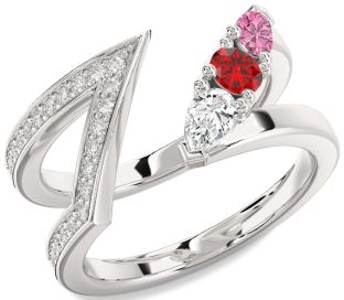 Diamond Platinum Round Three Stone Mother's Ring