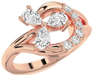 Diamond Rose Gold Pear Three Stone Ring