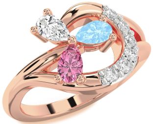 Diamond Rose Gold Pear Three Stone Mother's Ring