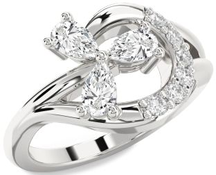 Diamond Platinum Pear Three Stone Ring