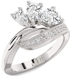 Diamond Platinum Pear Three Stone Ring