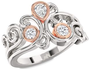 Diamond White Rose Gold Pear Three Stone Ring