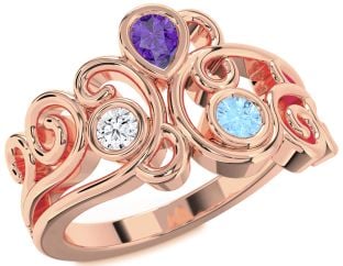 Rose Gold Pear Three Stone Mother's Ring