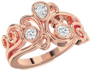 Diamond Rose Gold Pear Three Stone Ring
