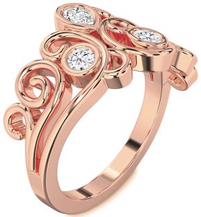 Diamond Rose Gold Pear Three Stone Ring