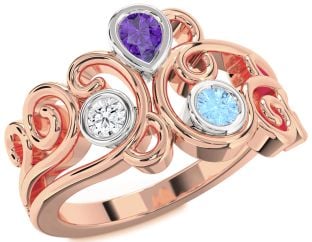 Platinum & Rose Gold Pear Three Stone Mother's Ring