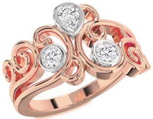 Diamond White Rose Gold Pear Three Stone Ring