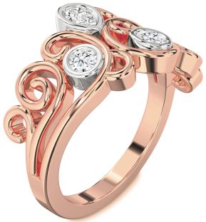 Diamond Platinum & Rose Gold Pear Three Stone Ring