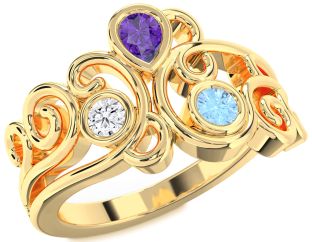 Gold Pear Three Stone Mother's Ring