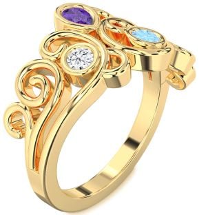 Gold Pear Three Stone Mother's Ring