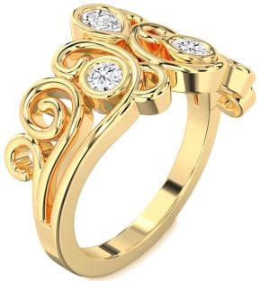 Diamond Gold Pear Three Stone Ring