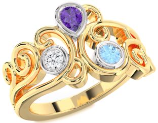 Platinum & Yellow Gold Pear Three Stone Mother's Ring
