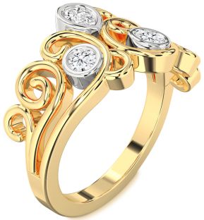 Diamond Platinum & Yellow Gold Pear Three Stone Ring