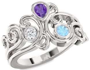 Platinum Pear Three Stone Mother's Ring